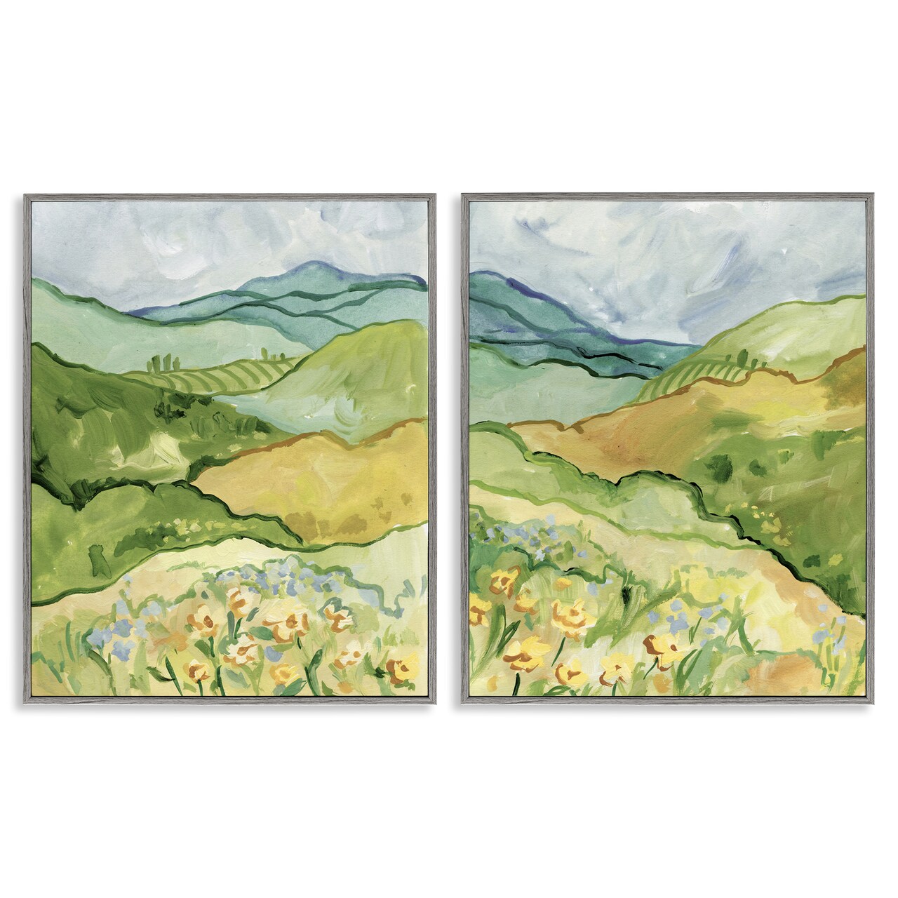 Stupell Industries Meadow with Rolling Hills 2pc Framed Giclee Set By Victoria Barnes